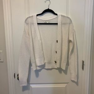Hollister White Open Stitch Cardigan